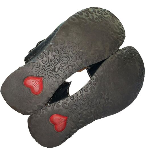 Think! 38/7.5 Mizzi Black Leather Artsy Comfort Slide Sandals Lagenlook - Picture 5 of 7